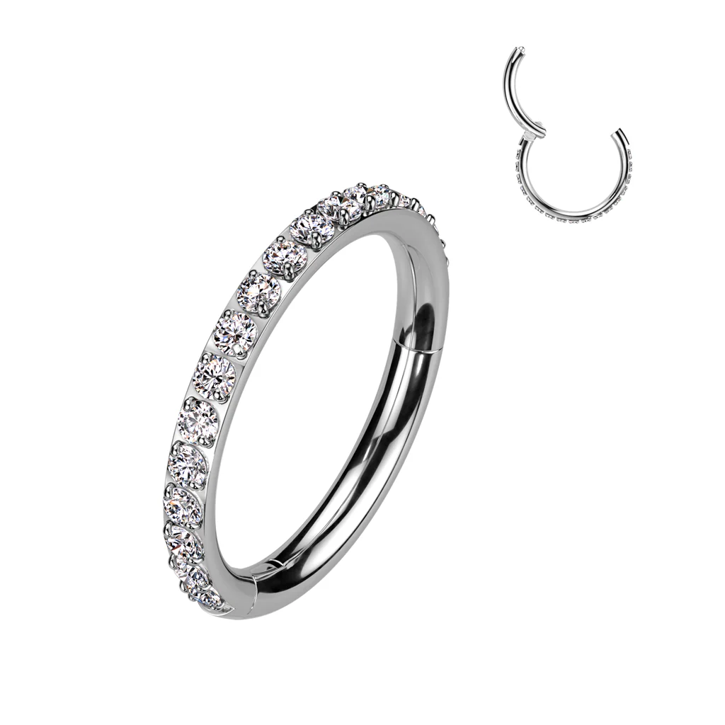 Titanium Hinged Segment Hoop Ring Color CZ For Nose Septum Cartilage - Image 4