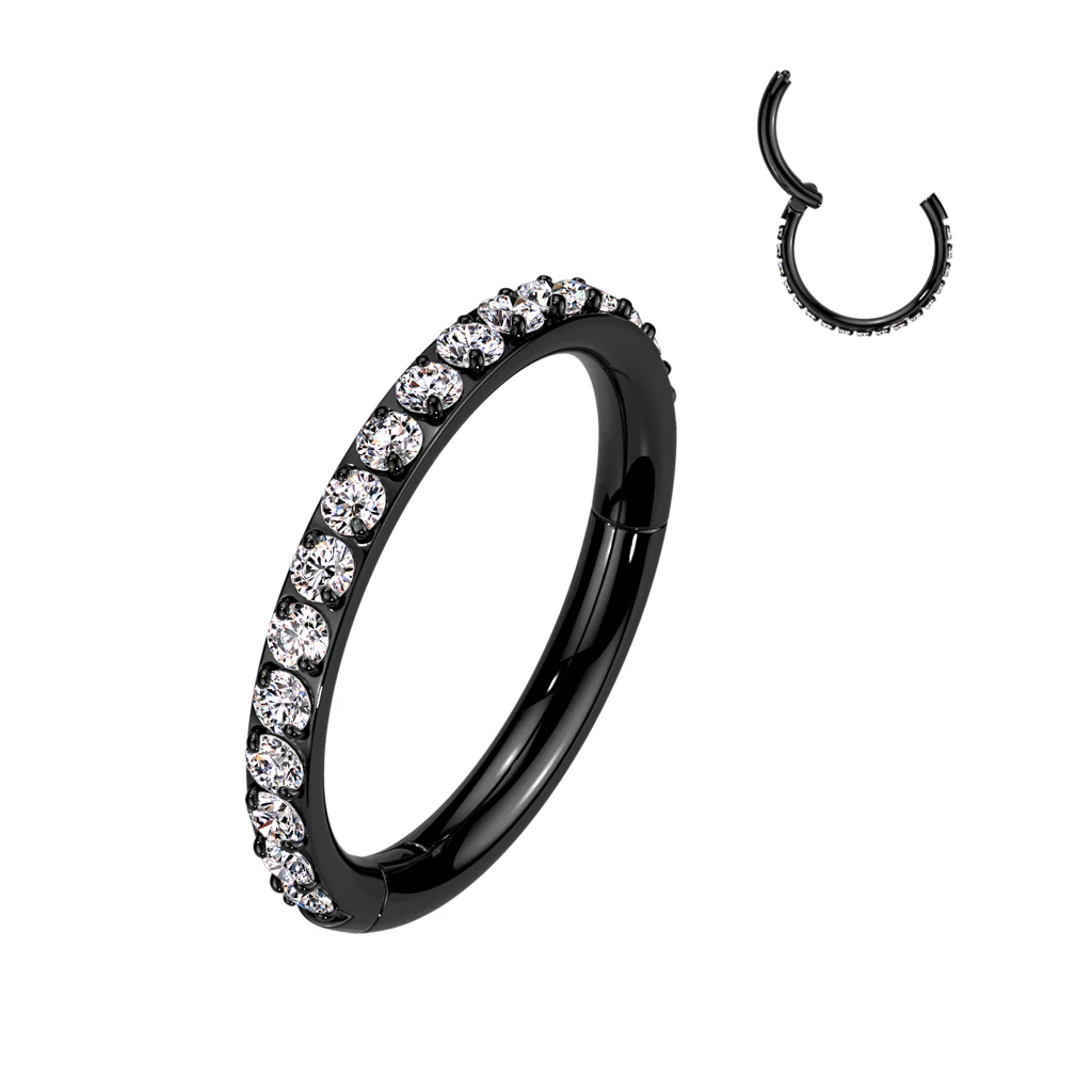 Titanium Hinged Segment Hoop Ring Color CZ For Nose Septum Cartilage - Image 6