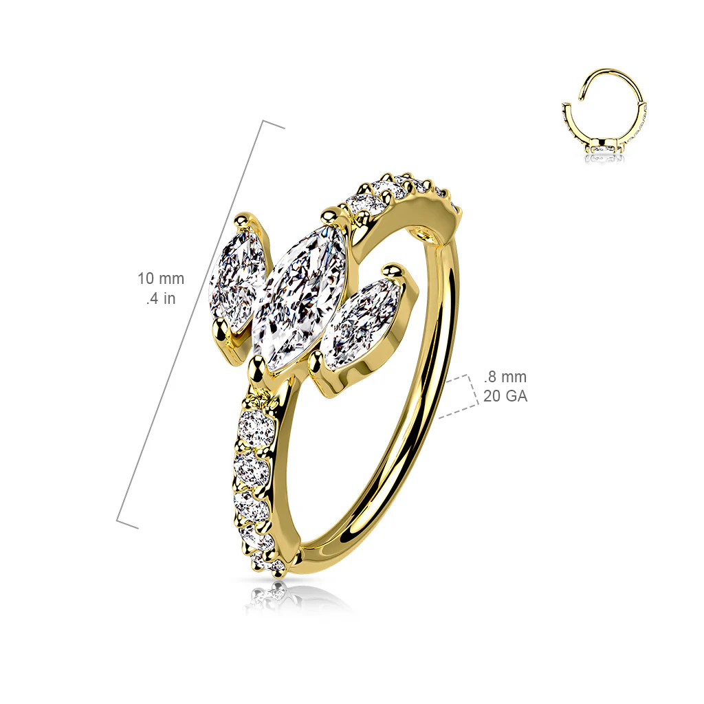 Triple Marquise CZ Top Bendable Hoop Ring - Image 3