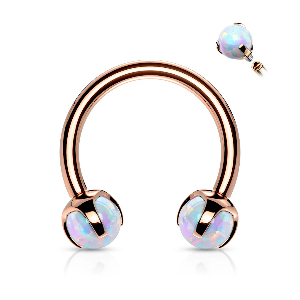 Claw Set Opal Balls Horseshoe Circular Barbells For Cartilage Daith Septum - Image 6