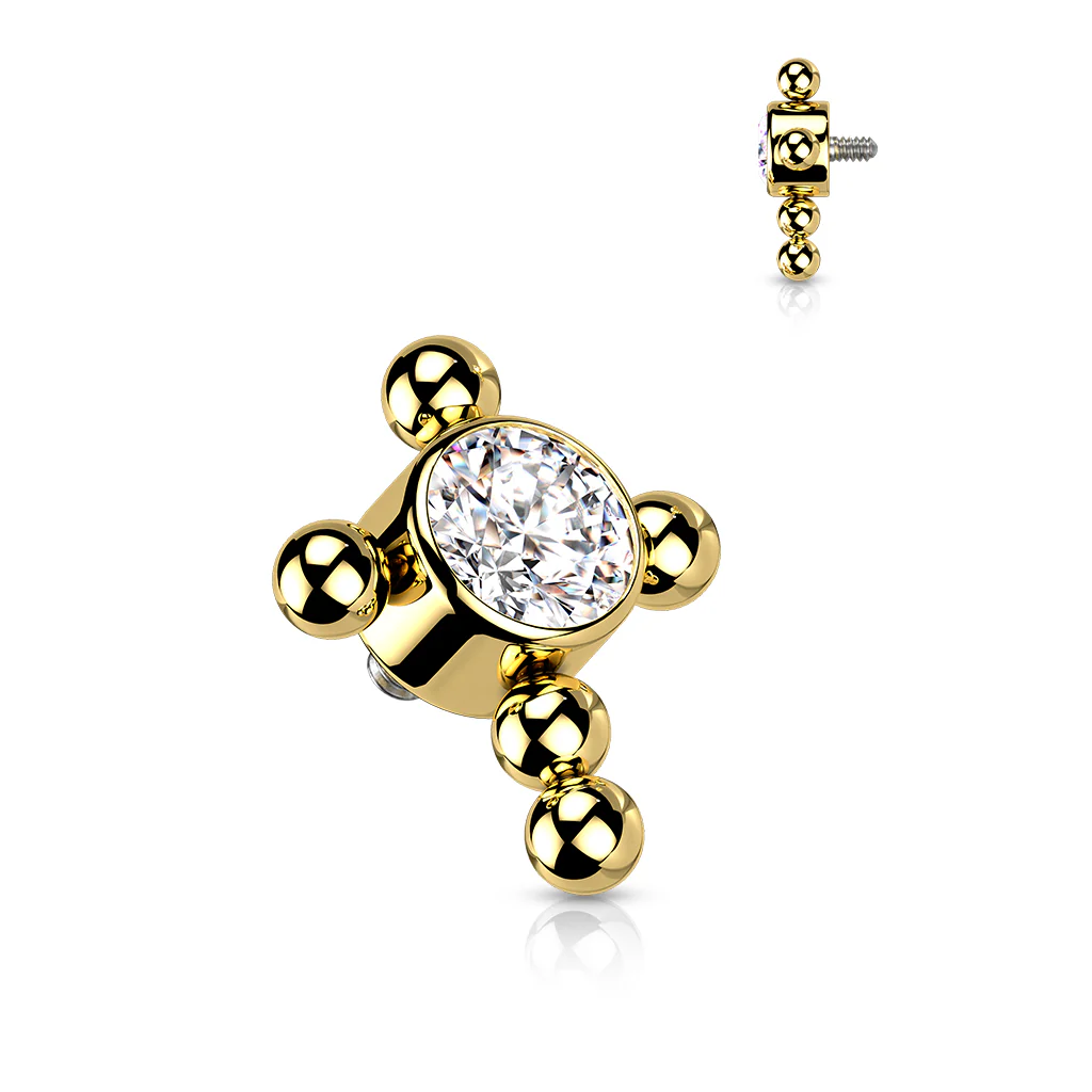 Titanium Bezel CZ Beaded Ball Cross Top For Lip Eyebrow Dermal - Image 8