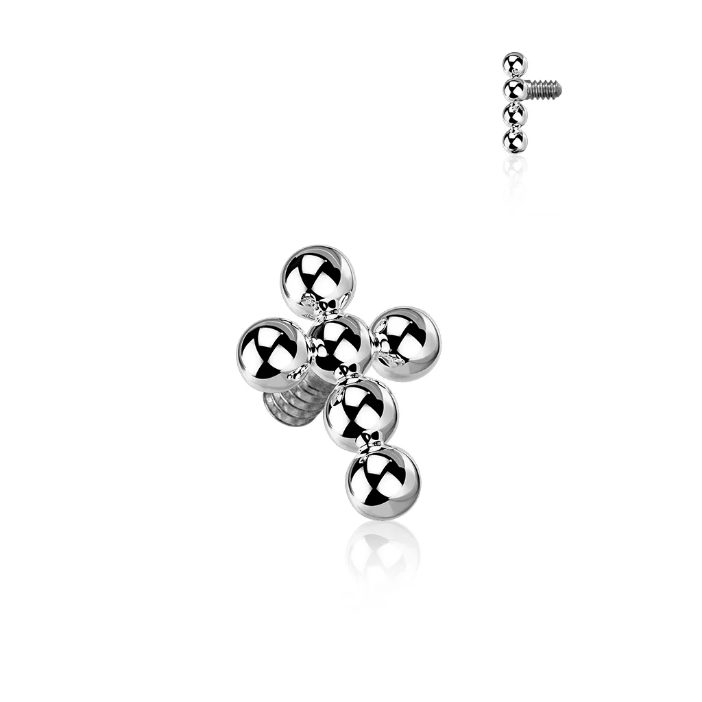 Titanium Beaded Ball Cross Dermal Anchor Tops - Image 4