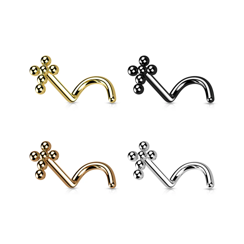 Implant Titanium Beaded Ball Cross Nose Screw Stud - Image 2