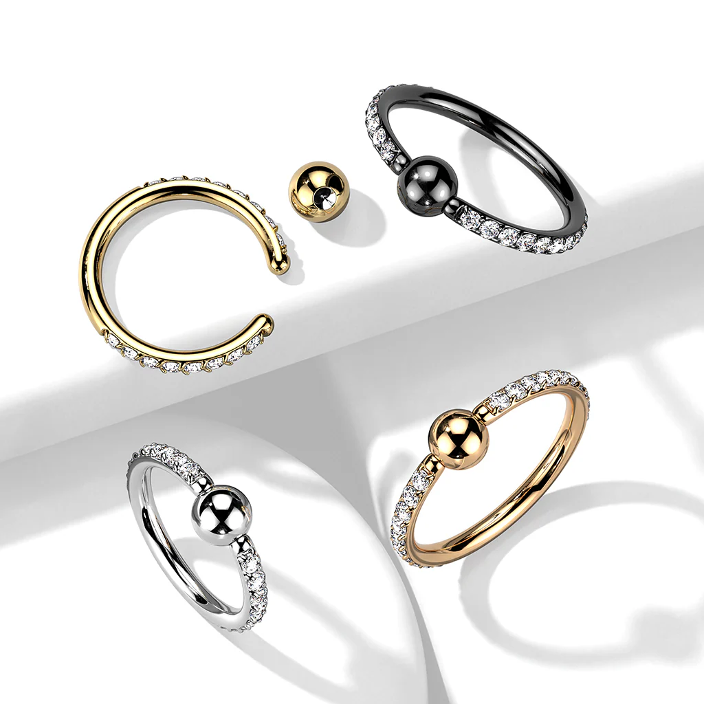 Implant Titanium Pave CZ Captive Bead Ring  For Ear Cartilage Daith