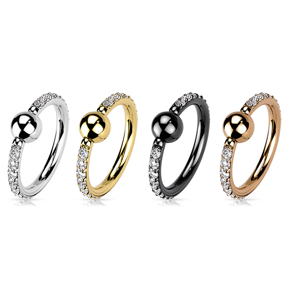 Implant Titanium Pave CZ Captive Bead Ring  For Ear Cartilage Daith - Image 2
