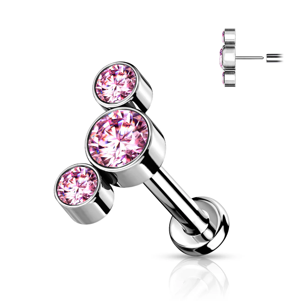 Implant Titanium Threadless Push in 3 CZ Set Labret Cartilage - Image 7