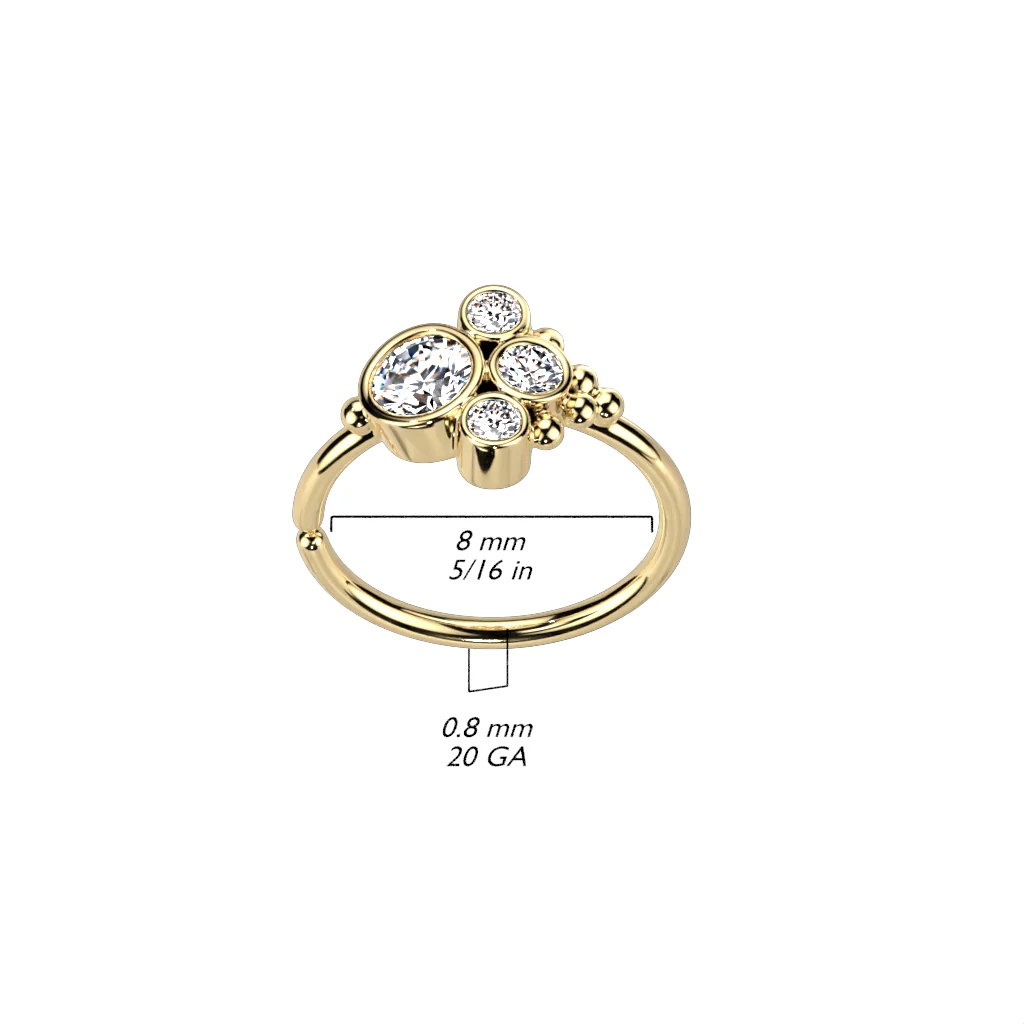 Round CZ & Ball Daith Tragus Helix Earrings Hoop Nose Rings - Image 2