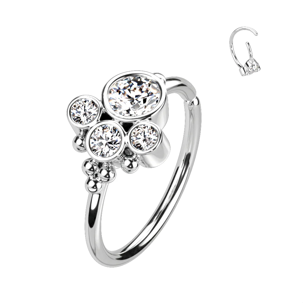 Round CZ & Ball Daith Tragus Helix Earrings Hoop Nose Rings - Image 4