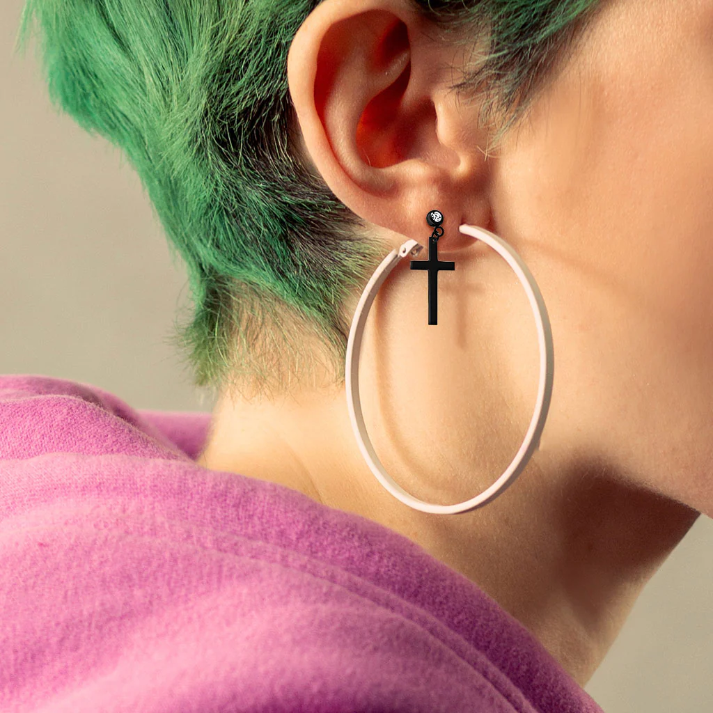 Cross Dangle Crystal Set Ear Cartilage Helix Tragus Barbell Earrings studs - Image 3