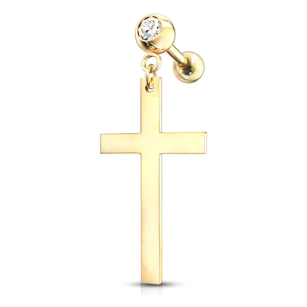 Cross Dangle Crystal Set Ear Cartilage Helix Tragus Barbell Earrings studs - Image 4