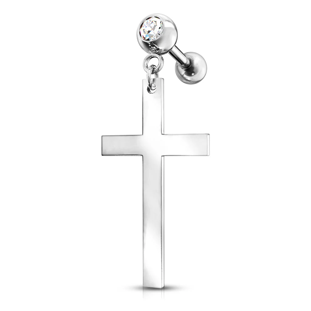 Cross Dangle Crystal Set Ear Cartilage Helix Tragus Barbell Earrings studs - Image 6