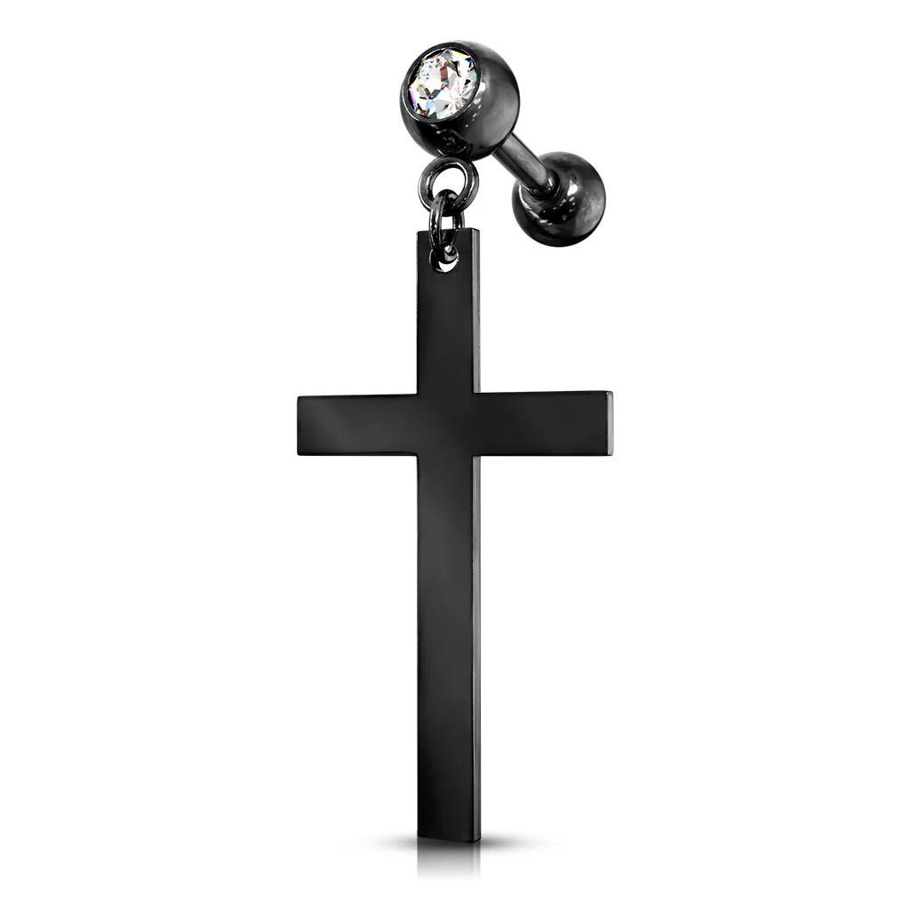 Cross Dangle Crystal Set Ear Cartilage Helix Tragus Barbell Earrings studs - Image 7