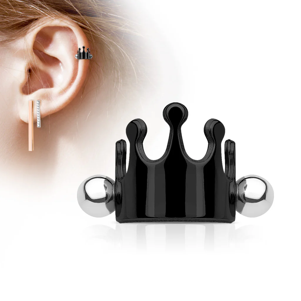 Crown Ear Cartilage Helix Cuff Barbells - Image 3