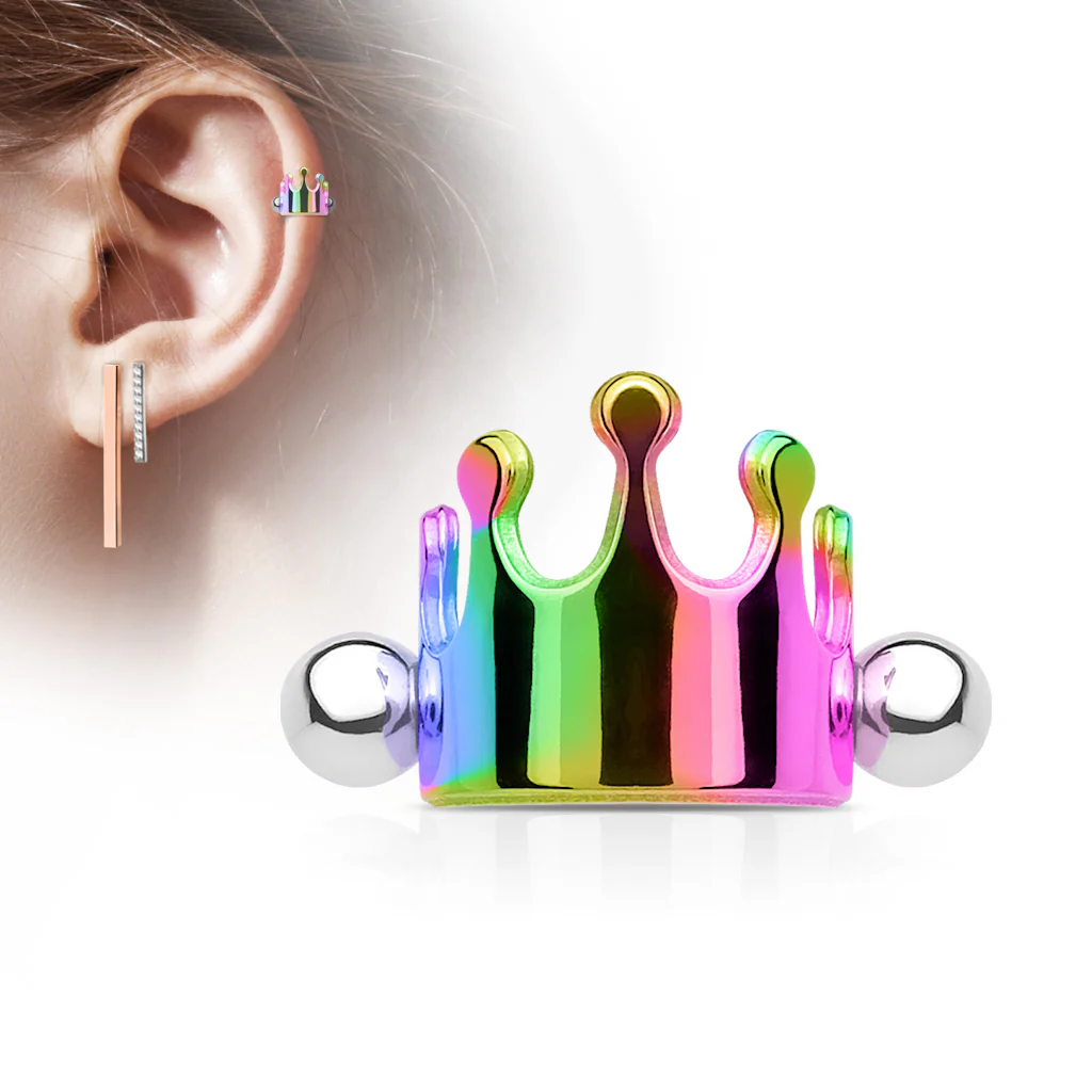 Crown Ear Cartilage Helix Cuff Barbells - Image 6