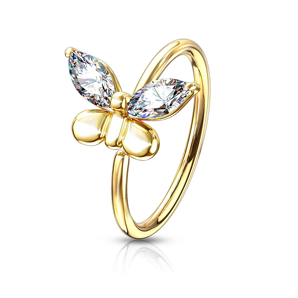 CZ Butterfly Bendable Cartilage Tragus Helix Earrings Hoop Nose Rings - Image 5