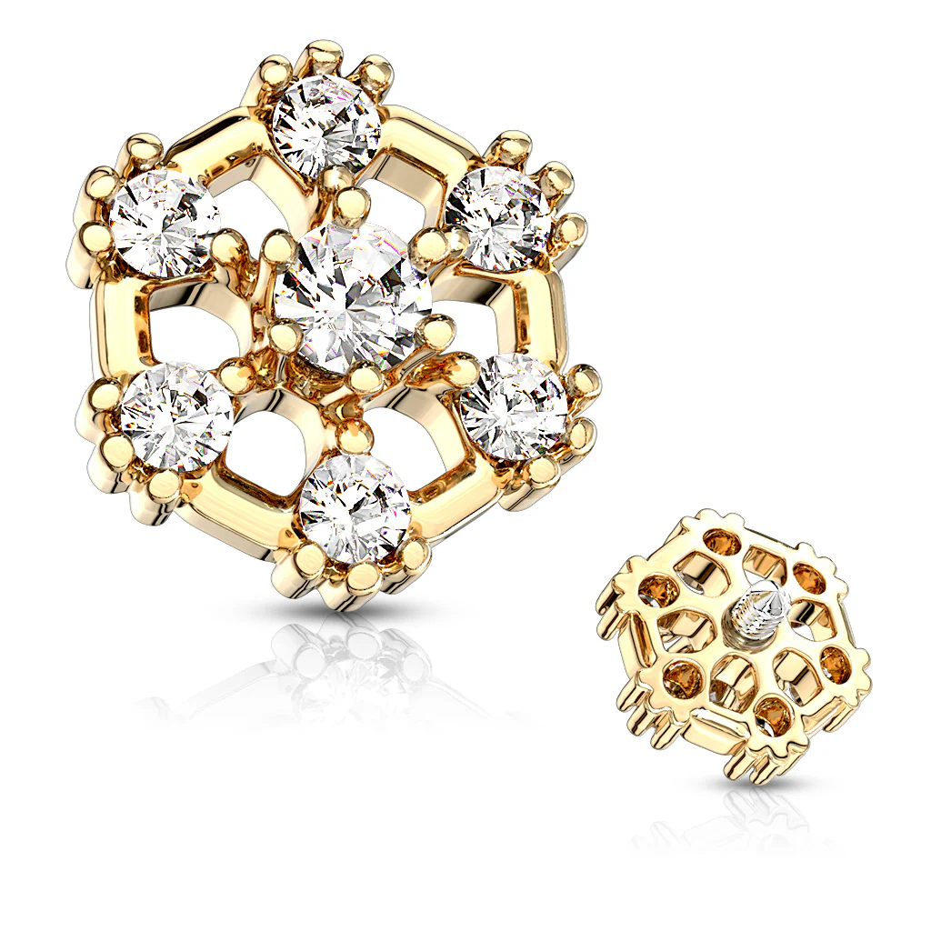CZ Hexagonal Internal Threaded Dermal Anchor Top - Image 2
