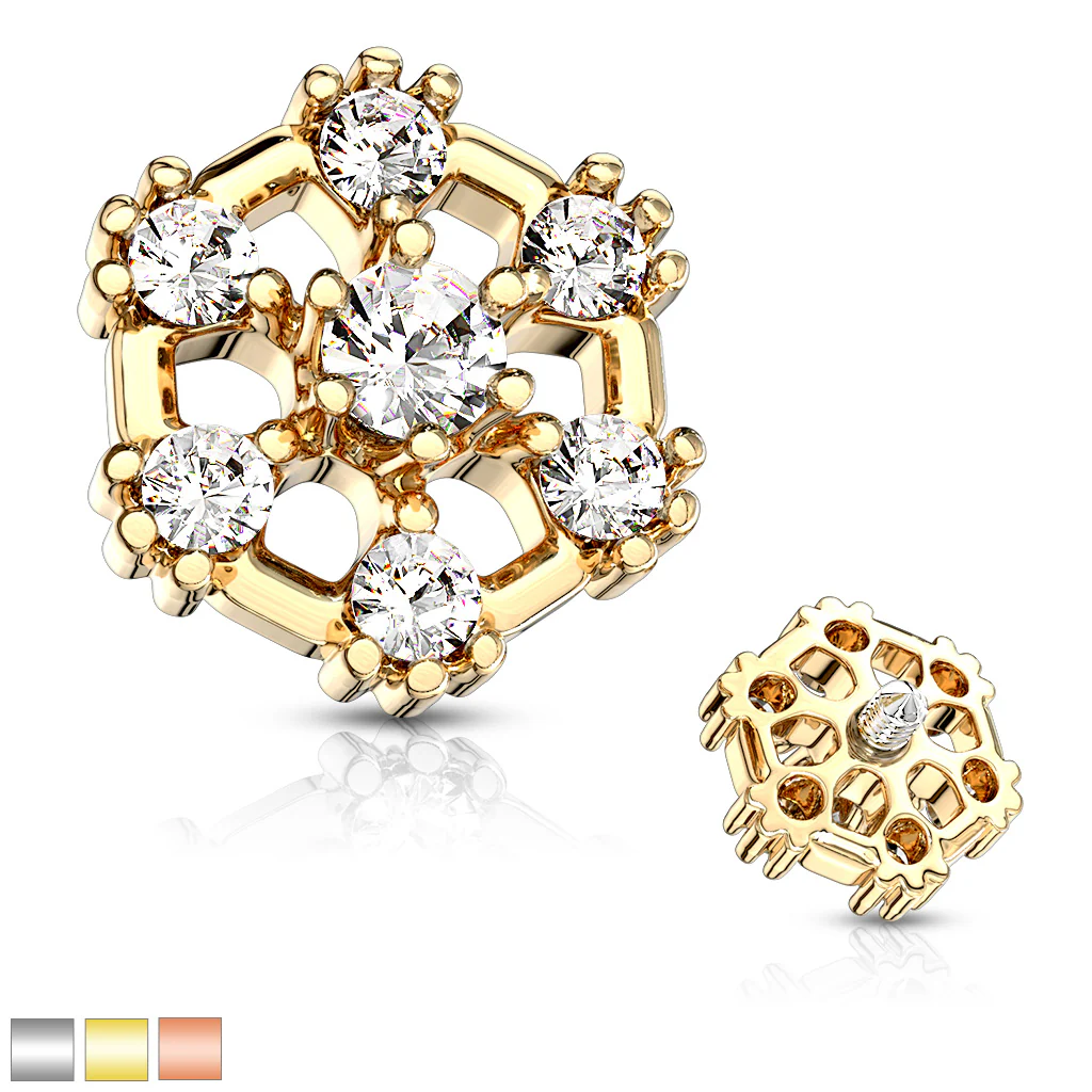 CZ Hexagonal Internal Threaded Dermal Anchor Top - Image 7