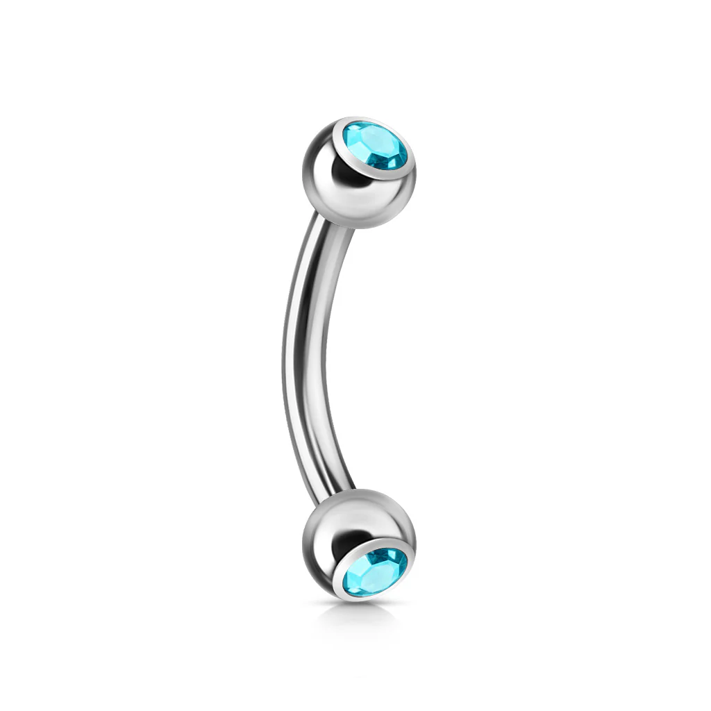CZ Press Fit Surgical Steel Curved Barbell Eyebrow Rings 16G - Image 12