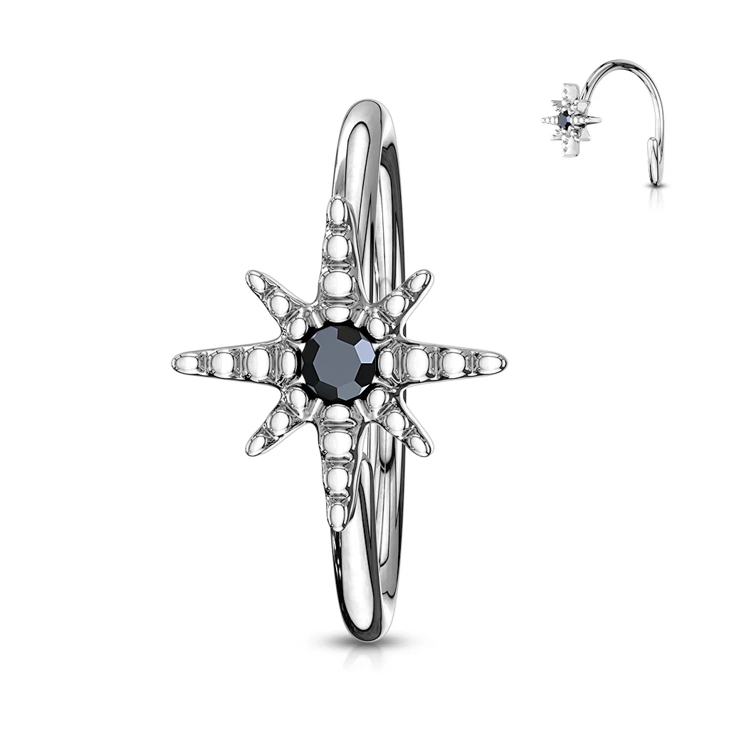 CZ Starburst Bendable Cartilage Tragus Helix Earrings Hoop Nose Rings