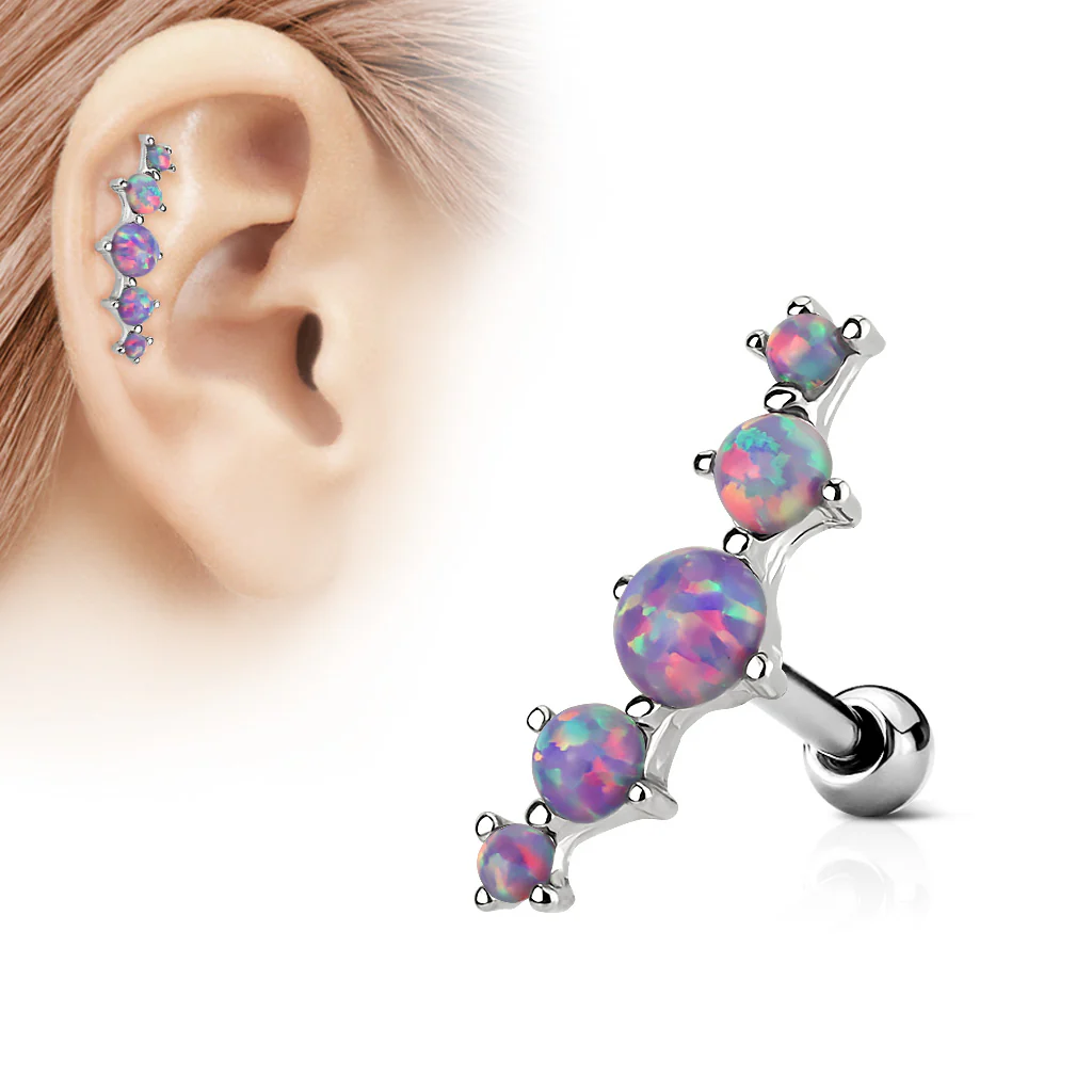 Five Opal Ear Cartilage Daith Helix Tragus Barbell - Image 4