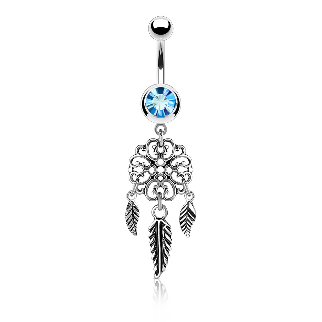 Heart Filigree Dream Catcher Dangle Belly Button Navel Rings - Image 3