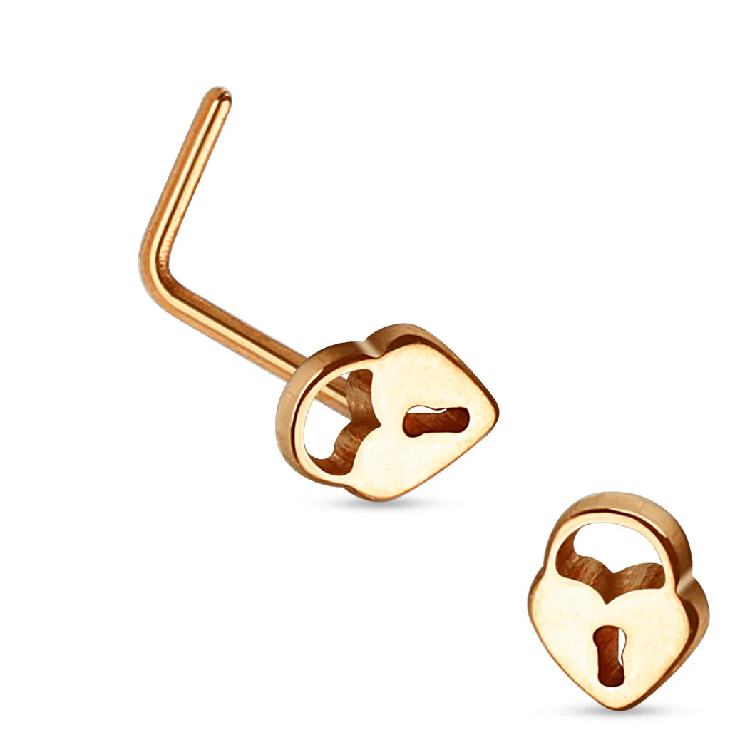 Heart Lock Top 316L Surgical Steel Nose Studs - Image 3