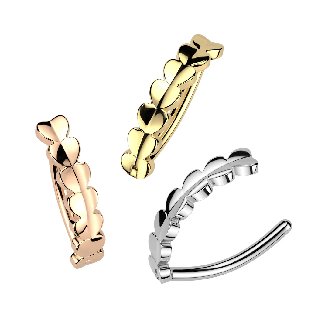 Implant Titanium Heart Hinged Hoop Belly Button Ring - Image 2