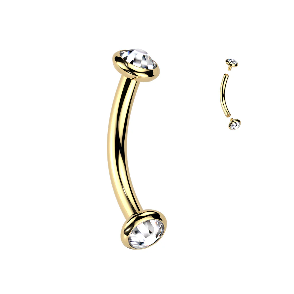 Titanium Internally Threaded Bezel Crystal Or Opal Eyebrow Rings - Image 14