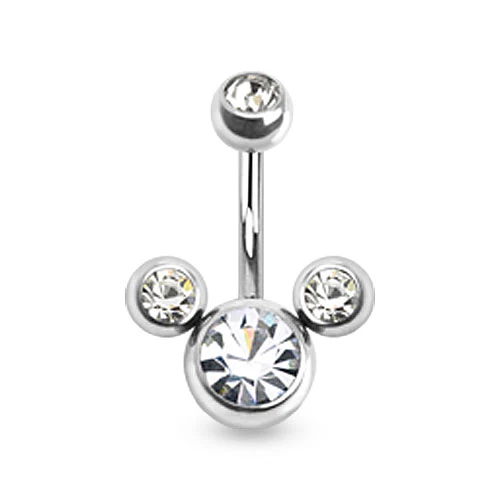 Triple Bubble CZ Surgical Steel Belly Button Navel Rings - Image 5