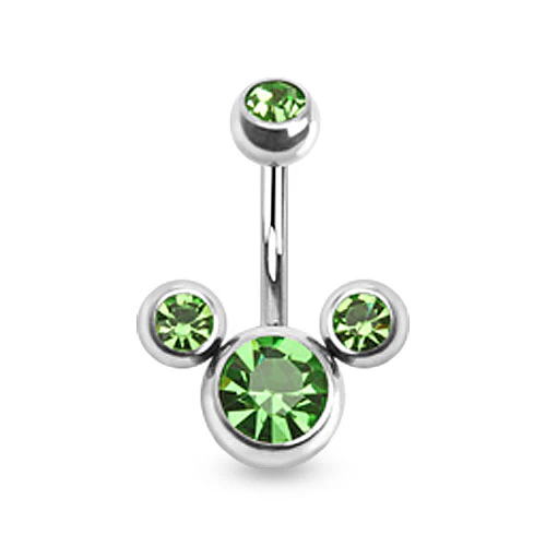 Triple Bubble CZ Surgical Steel Belly Button Navel Rings - Image 6