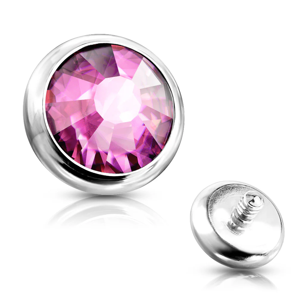 Mixed Sz Flat Bottom Dome Assorted CZ Dermal Anchor Top - Image 12
