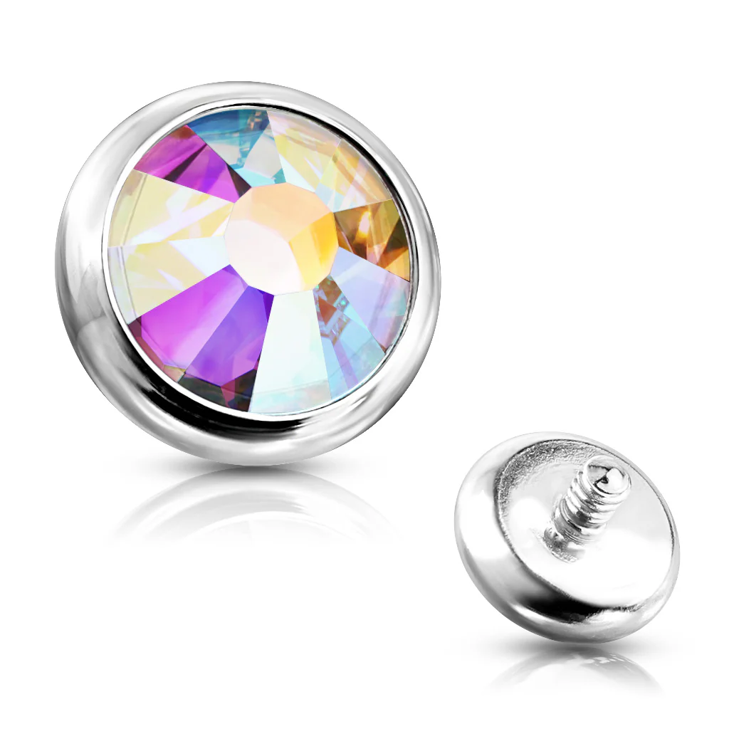 Mixed Sz Flat Bottom Dome Assorted CZ Dermal Anchor Top - Image 3