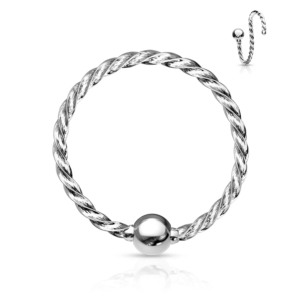 One Side Fixed Ball Twist Rope Titanium Captive Ring Nose Ring Helix Ear Cartilage - Image 4