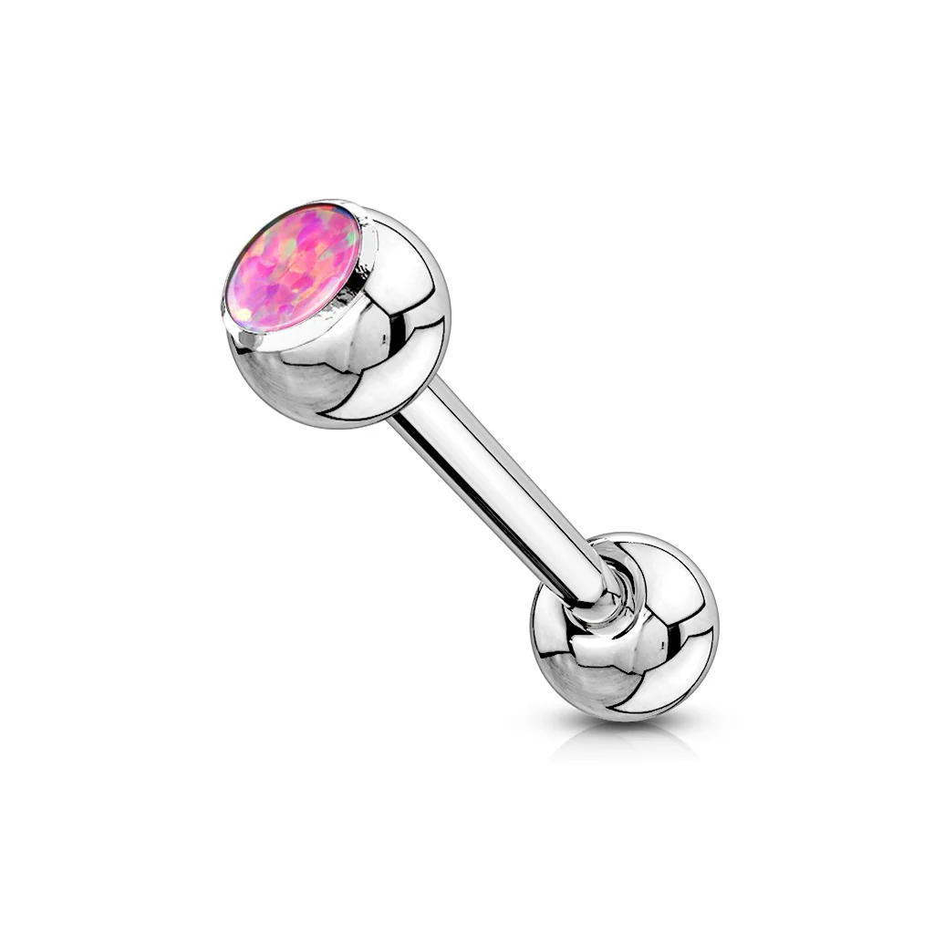 Opal Press Fit Ball  316L Surgical Steel Tongue Ring - Image 5