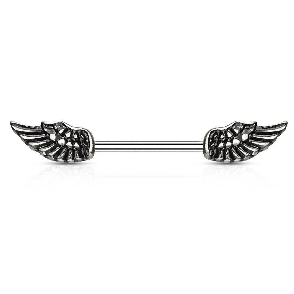 Pair of Angel Wings Barbell Nipple Rings - Image 2