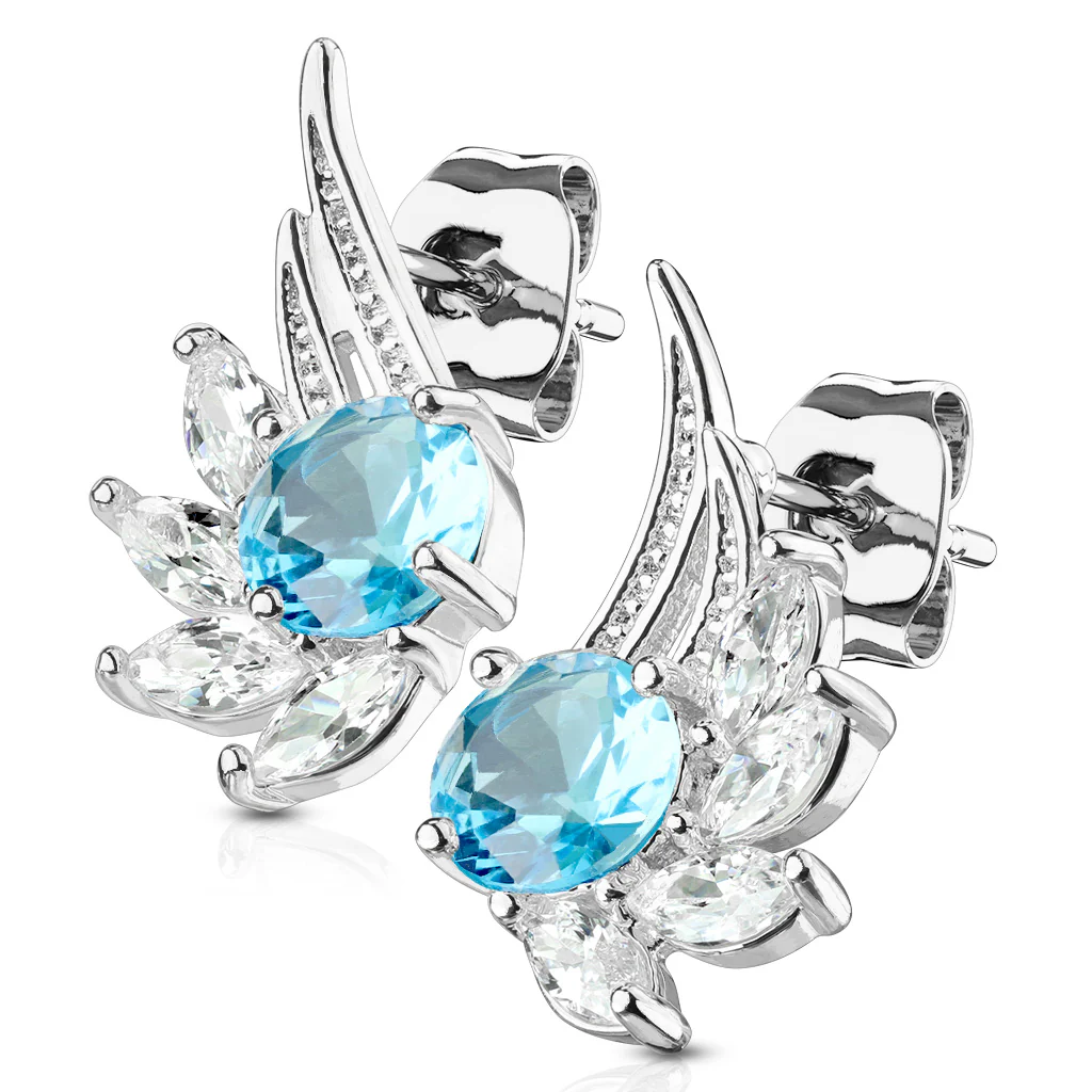 Pair of CZ Angel Wing Surgical Steel Post Earring Studs - Image 4