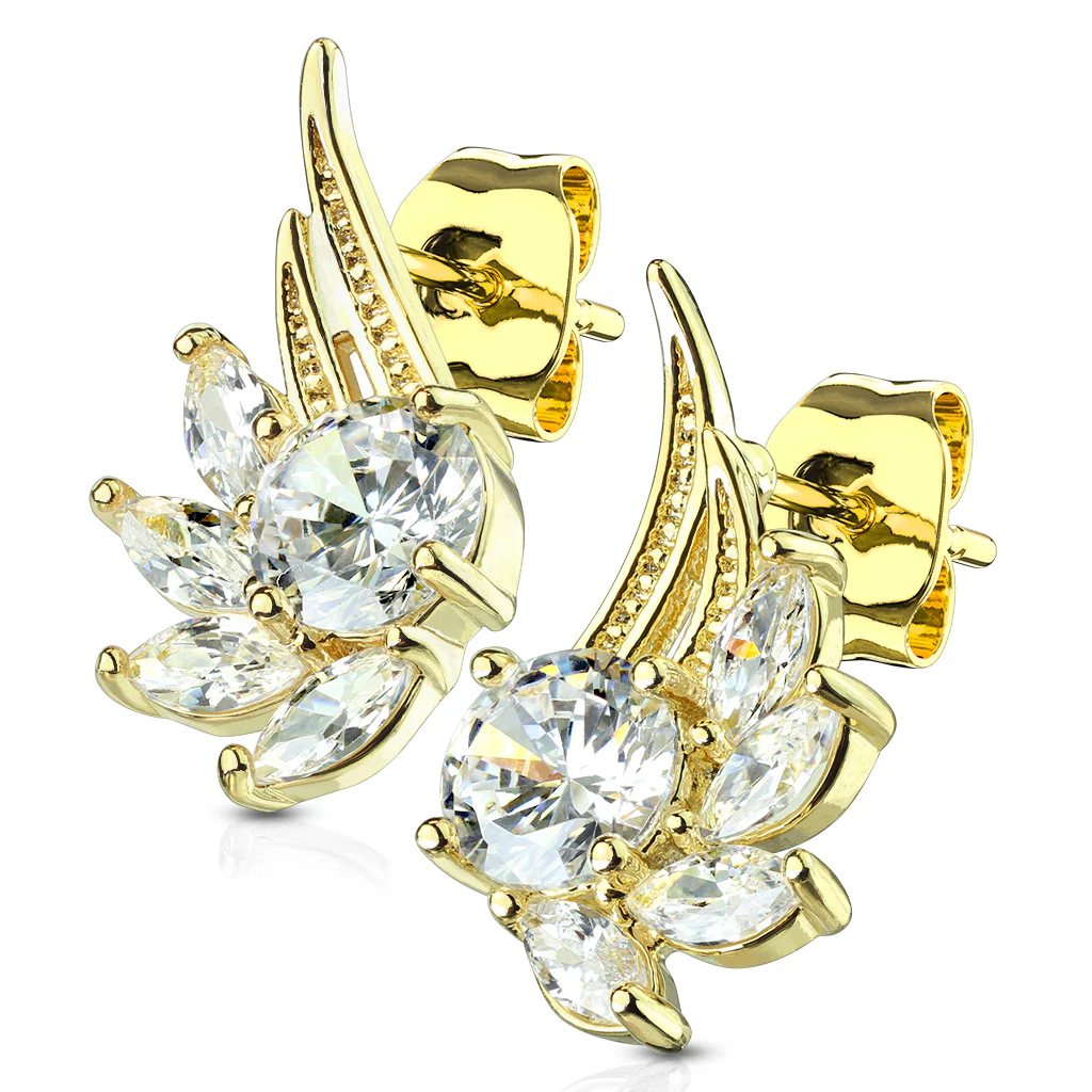 Pair of CZ Angel Wing Surgical Steel Post Earring Studs - Image 5