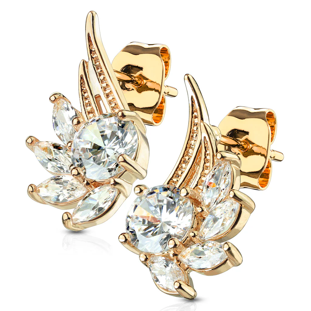Pair of CZ Angel Wing Surgical Steel Post Earring Studs - Image 6
