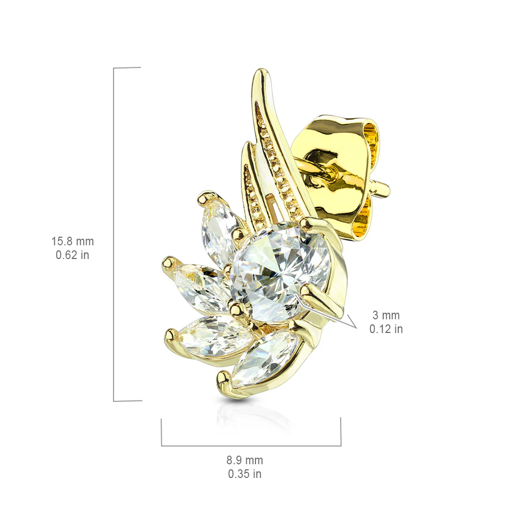 Pair of CZ Angel Wing Surgical Steel Post Earring Studs - Image 7