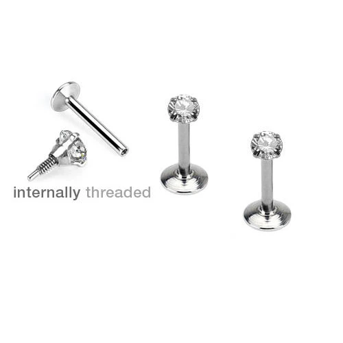 Pair Of Prong Set 3mm CZ Labret Monroe Ear Cartilage Studs - Image 2