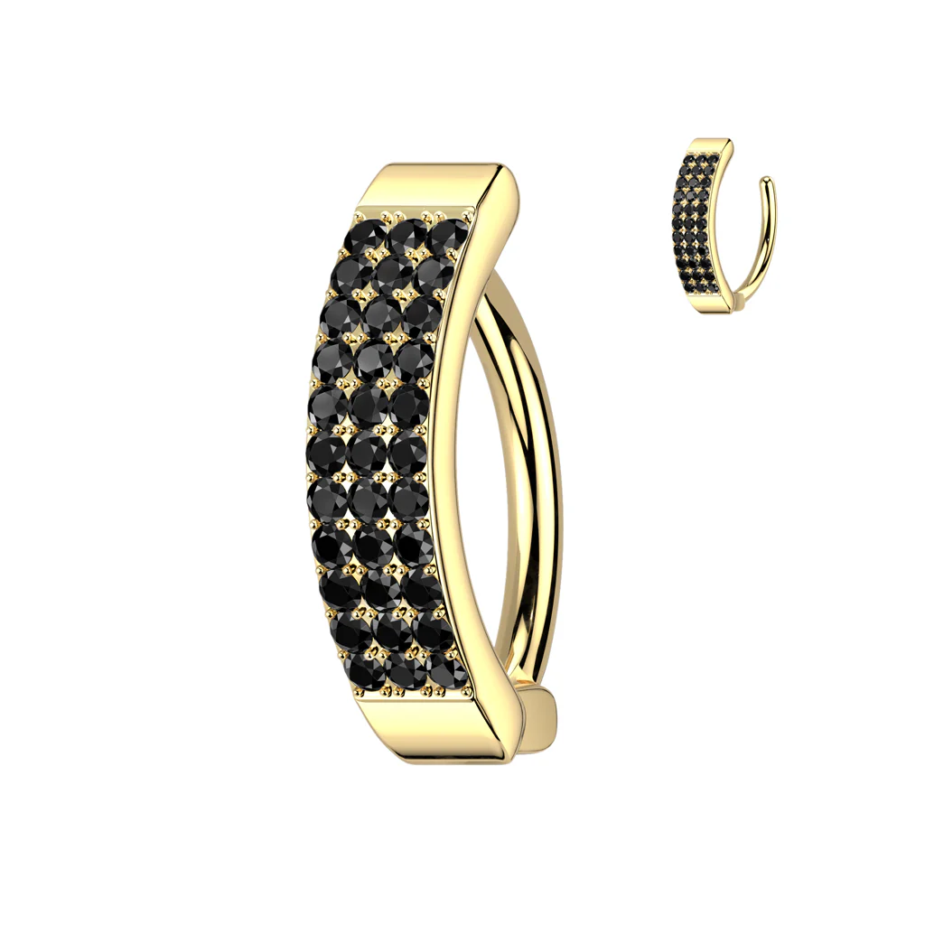 Paved Triple Line CZ Hinged Comfortable Belly Button Ring - Image 6