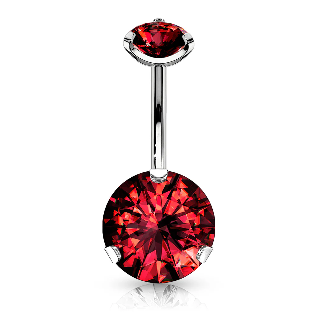 Prong Set Round CZ & Internally Threaded Belly Button Navel Rings - Image 5