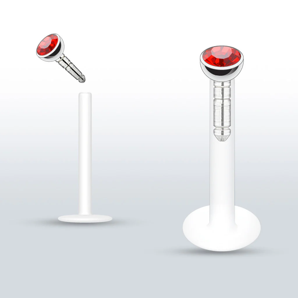 PTFE Flex Push-in Labret/Monroe W/Press Fit Gem Stone - Image 3