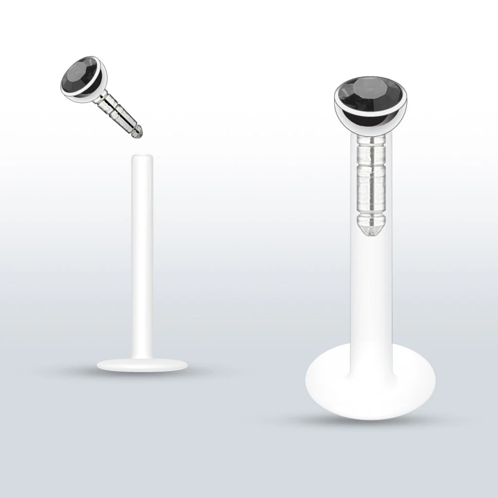 PTFE Flex Push-in Labret/Monroe W/Press Fit Gem Stone - Image 6