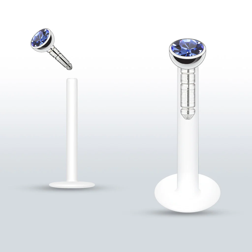 PTFE Flex Push-in Labret/Monroe W/Press Fit Gem Stone - Image 7