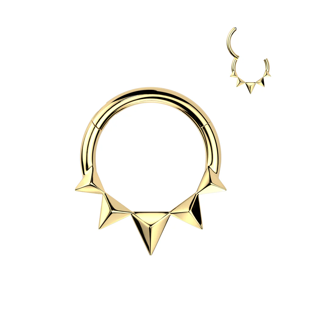 Pyramid Hinged Segment Hoop Ring for Nose Ear Lobe Helix - Image 5