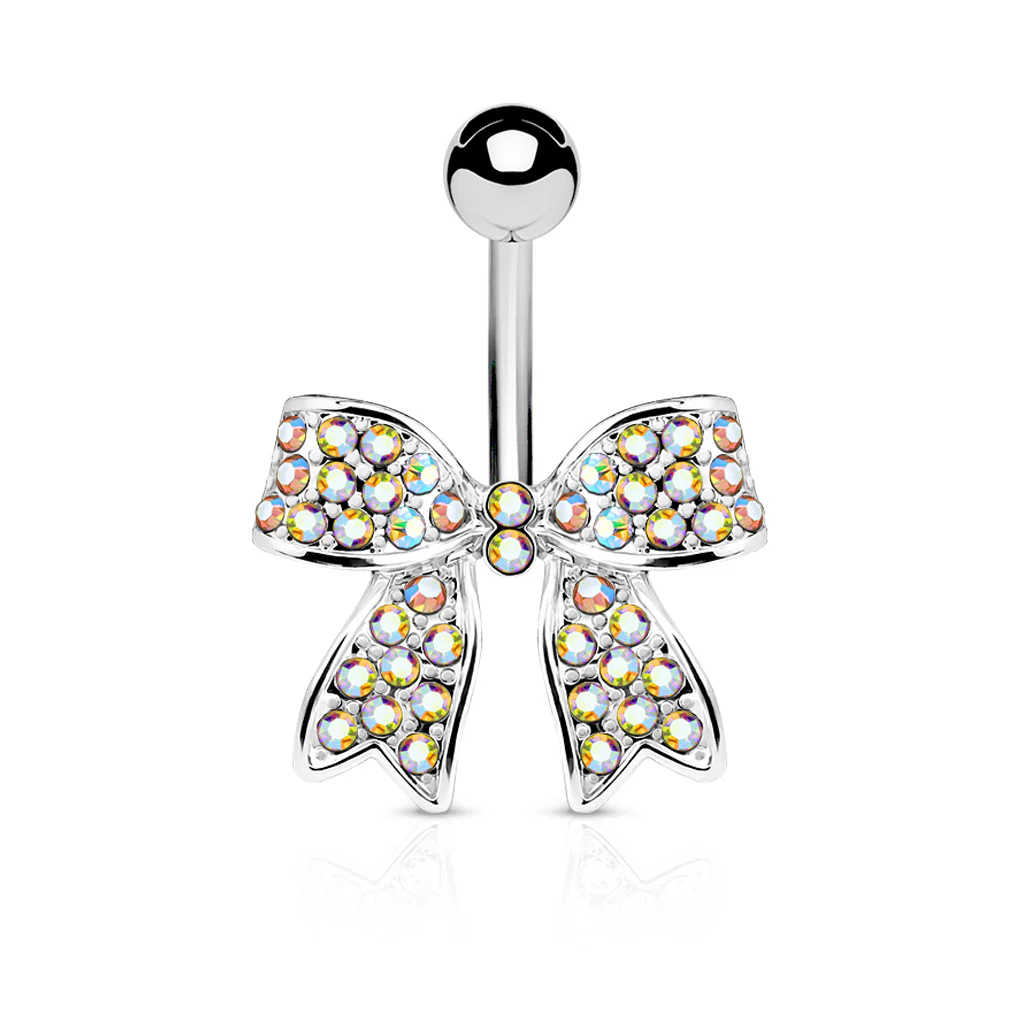 Ribbon CZ Belly Button Navel Rings - Image 2