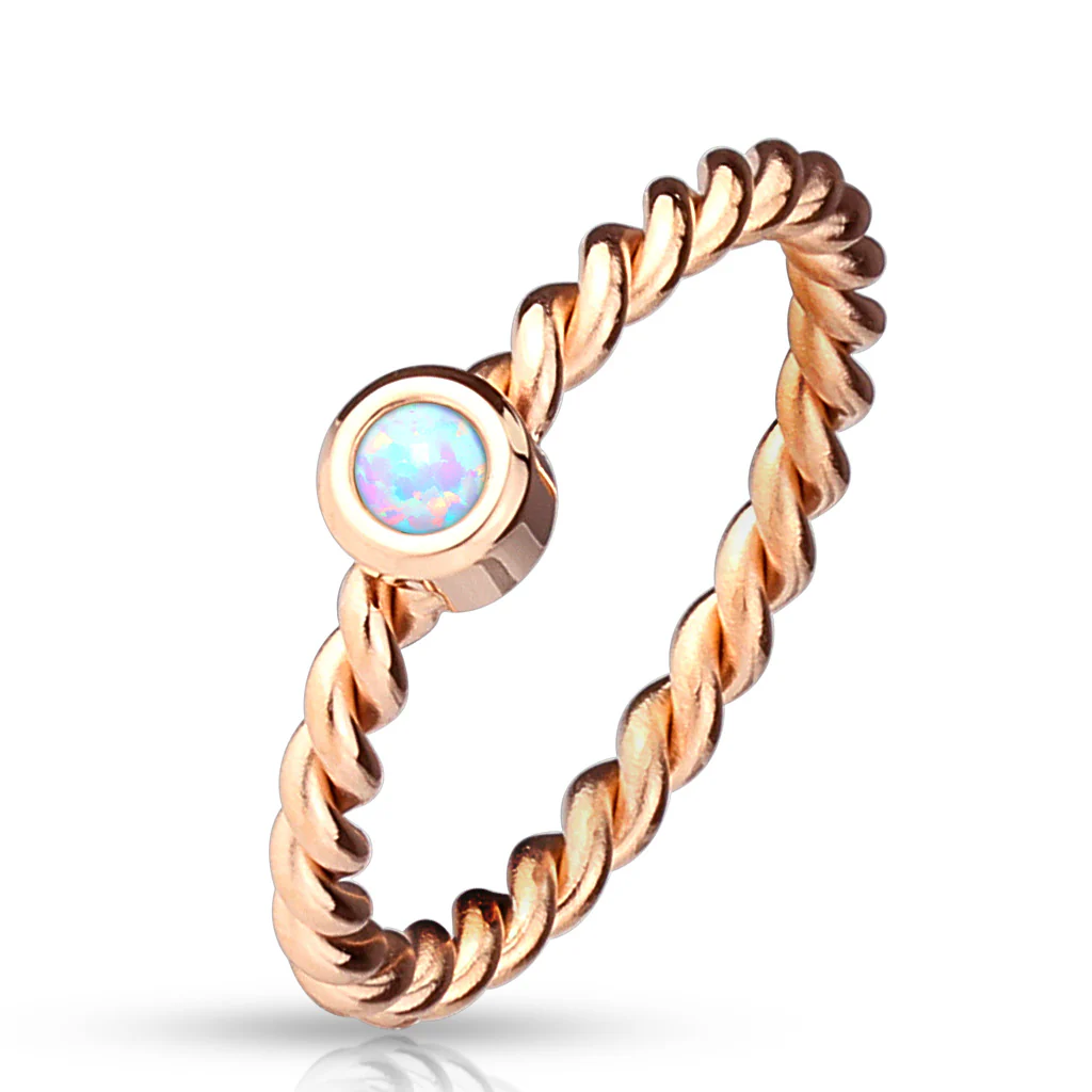 Round Cabochon Opal Set 316L Stainless Steel Rings - Image 3