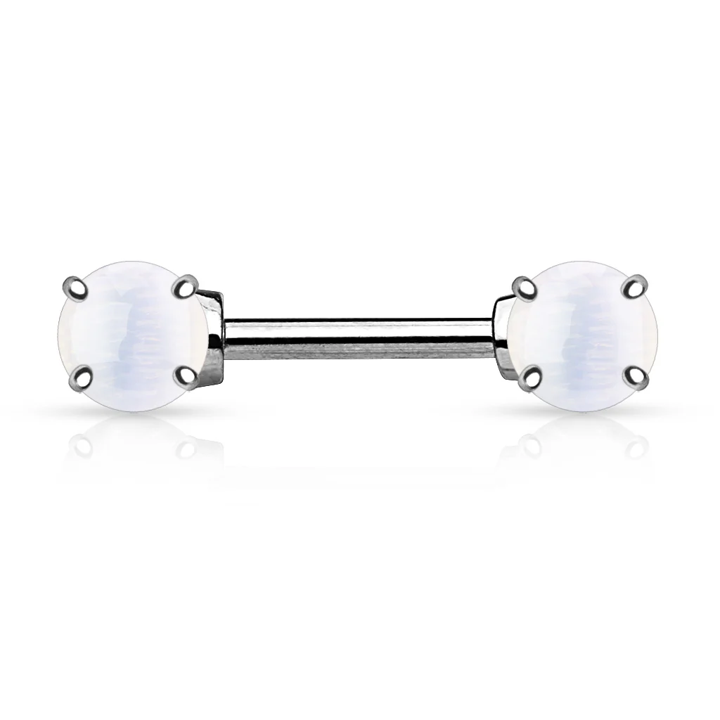 Pair of Semi Precious Stone Barbell Nipple Rings - Image 3