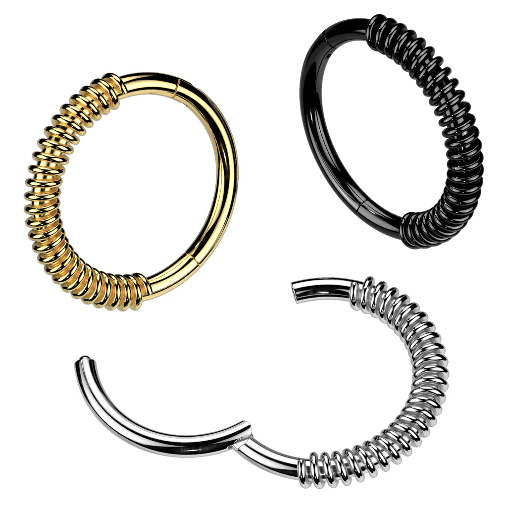 Spring Coil Hinged Segment Hoop Ring for Nose Ear Lobe Helix - Image 5